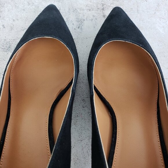 J McLaughlin Delia Suede Kitten Heel Pumps Black Shoes size 8.5 Evening Preppy - Picture 5 of 12
